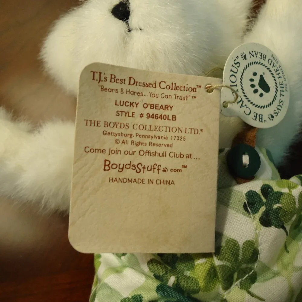 Longaberger Lucky You Basket w/ Boyds Bears LUCKY O'BEARY Bear